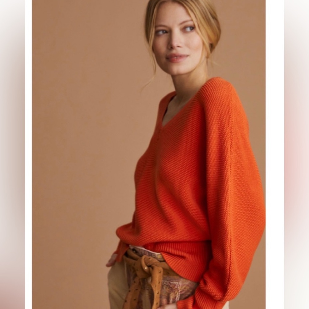 Anthropologie Slouchy v neck pullover orange XSP